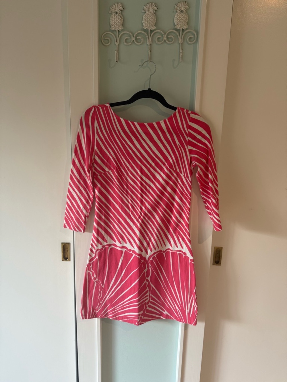 Lilly Pulitzer coral and White Striped stretchy Shift Dress